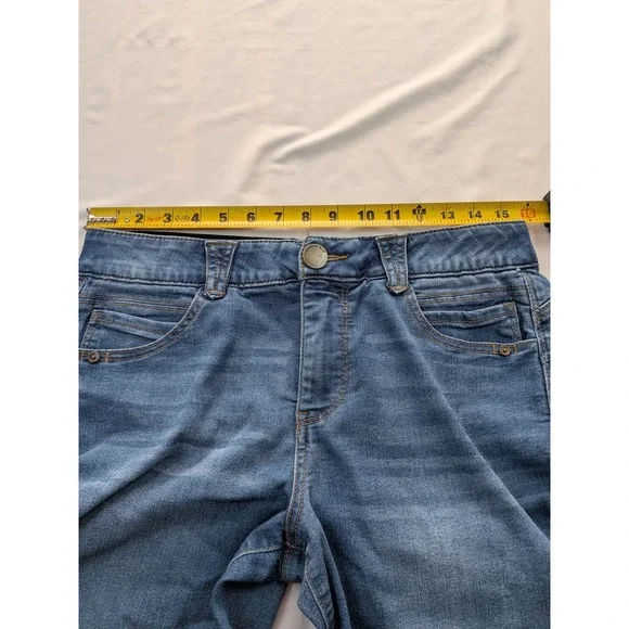 Democracy "Ab"solution Blue Denim Bermuda Shorts Medium Wash Women 8 Stretch - Picture 9 of 11